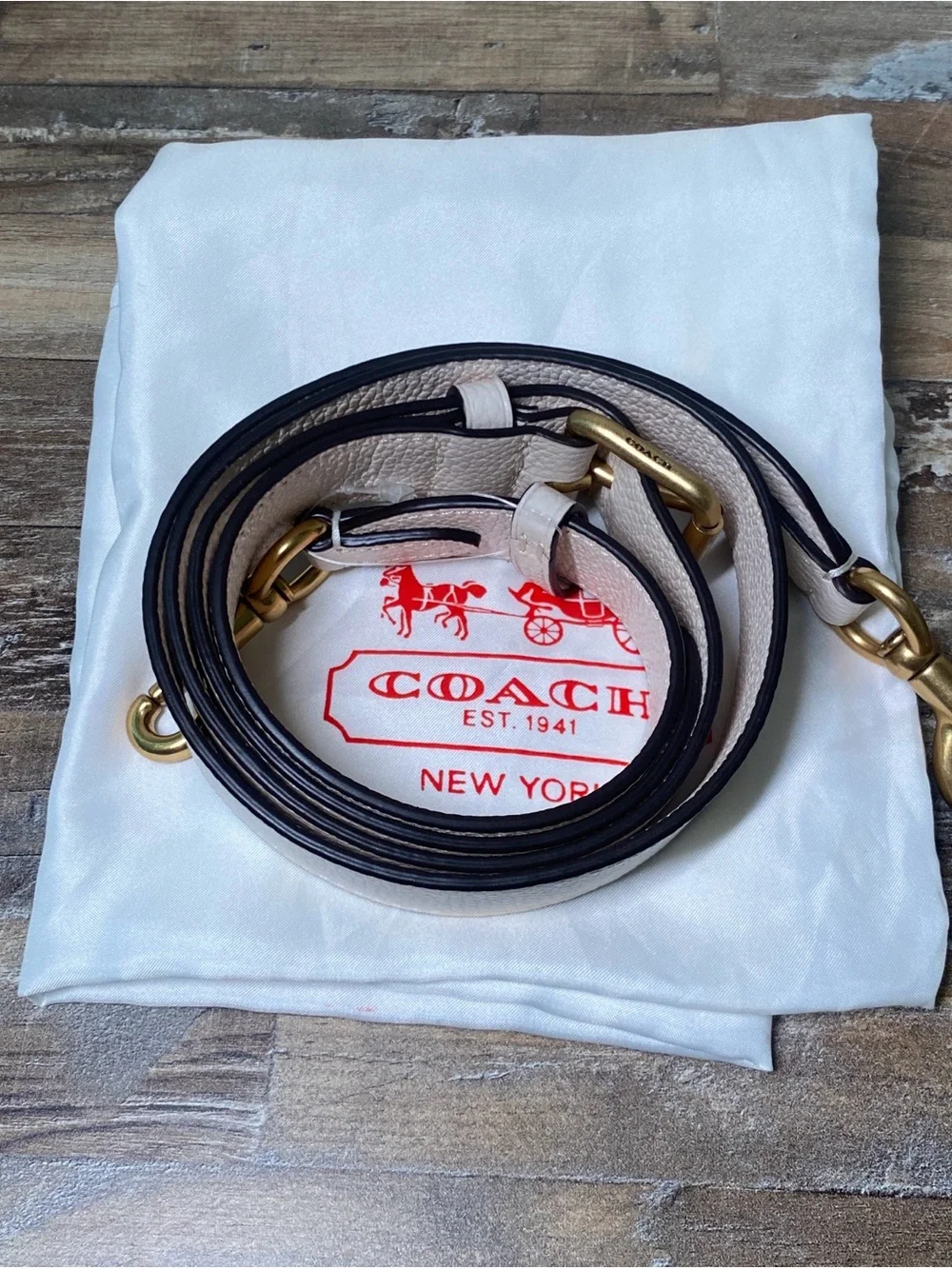 Coach Cream / Ivory Leather Crossbody Strap with Gold Hardware